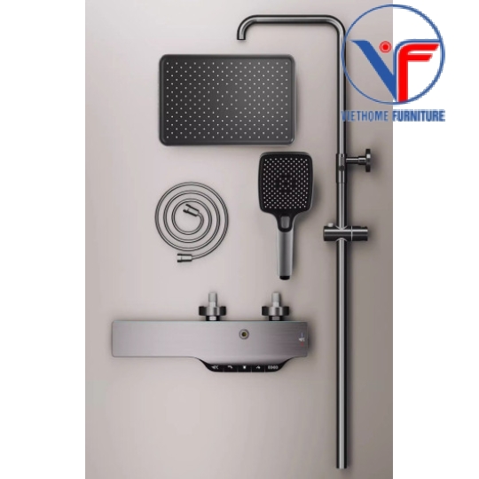 SEN CÂY TẮM ĐỨNG PHUN MƯA 2 ĐƯỜNG NƯỚC NÓNG LẠNH NÚT PHÍM CÓ ĐÈN LED HIỂN THỊ NHIỆT ĐỘ VÀ THỜI GIAN