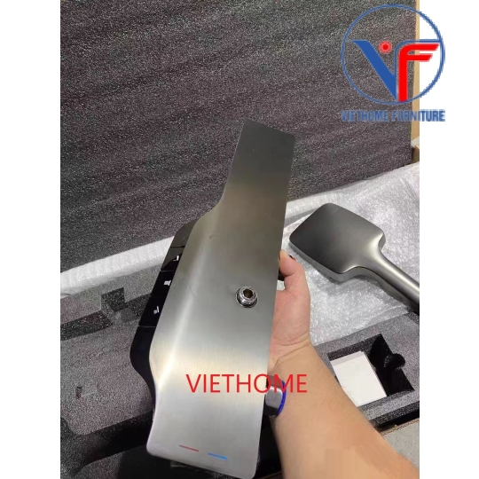 SEN CÂY TẮM ĐỨNG PHUN MƯA 2 ĐƯỜNG NƯỚC NÓNG LẠNH NÚT PHÍM CÓ ĐÈN LED HIỂN THỊ NHIỆT ĐỘ VÀ THỜI GIAN