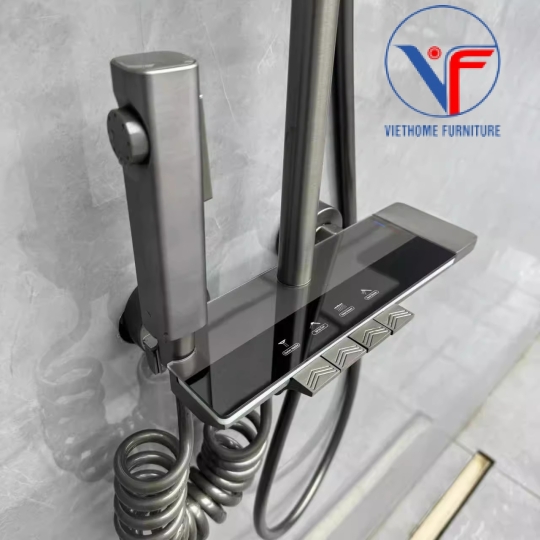 SEN CÂY TẮM ĐỨNG PHUN MƯA 2 ĐƯỜNG NƯỚC NÓNG LẠNH NÚT PHÍM ĐÀN CÓ ĐÈN LED HIỆN NHIỆT ĐỘ CAO CẤP