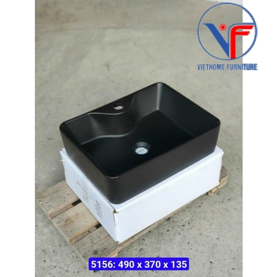LAVABO - CHẬU RỬA MẶT ĐẶT BÀN HÌNH VUÔNG ĐEN MỜ