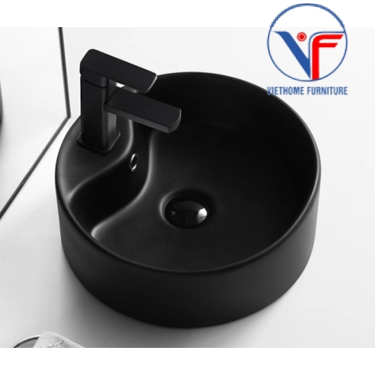 LAVABO - CHẬU RỬA MẶT ĐẶT BÀN HÌNH TRÒN ĐEN MỜ