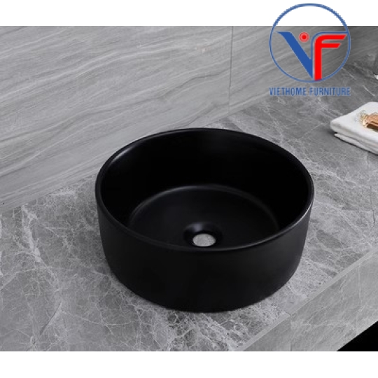 LAVABO - CHẬU RỬA MẶT ĐẶT BÀN HÌNH TRÒN ĐEN MỜ