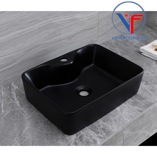 LAVABO - CHẬU RỬA MẶT ĐẶT BÀN HÌNH VUÔNG ĐEN MỜ