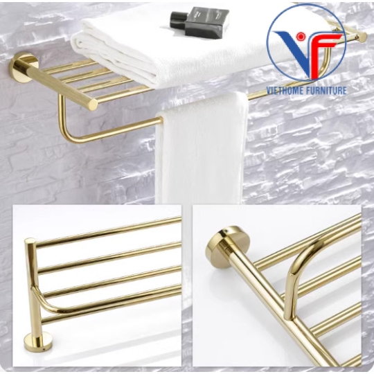 GIÁ KỆ ĐỂ KHĂN NHÀ TẮM MÀU VÀNG 