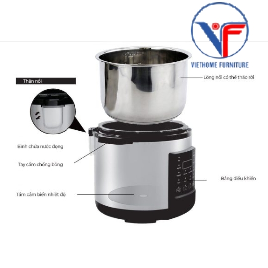 Nồi áp suất điện Rapido RPC900-D1 900W 5L đa chức năng, phù hợp mọi gia đình, BH 12 tháng