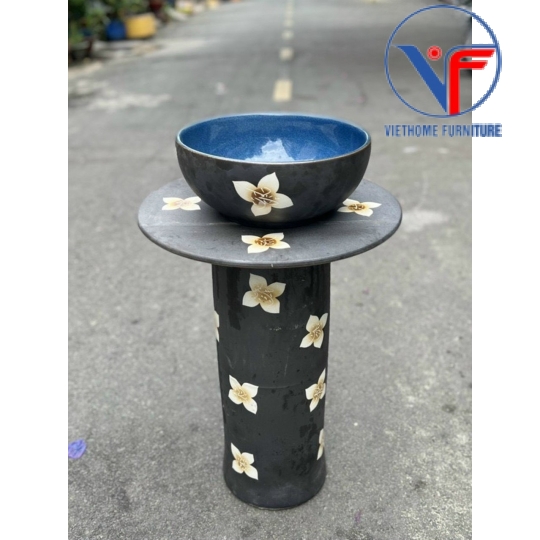 Lavabo Sứ Trụ Đứng Đặt Sàn Nghệ Thuật Cổ Điển LB:DC03