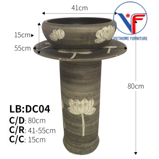 Lavabo Sứ Trụ Đứng Đặt Sàn Nghệ Thuật Cổ Điển LB:DC04