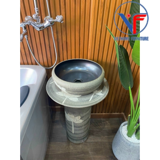 Lavabo Sứ Trụ Đứng Đặt Sàn Nghệ Thuật Cổ Điển LB:DC04