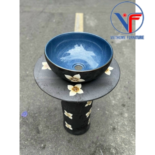 Lavabo Sứ Trụ Đứng Đặt Sàn Nghệ Thuật Cổ Điển LB:DC03
