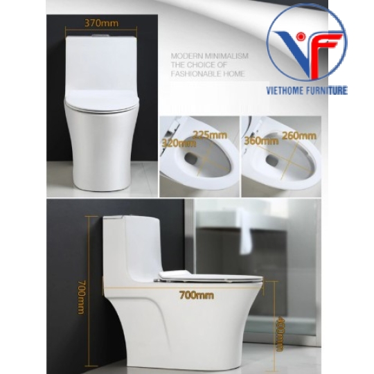 BỒN CẦU 1 KHỐI MEN NANO CHỐNG BÁM BẨN NẮP ÊM