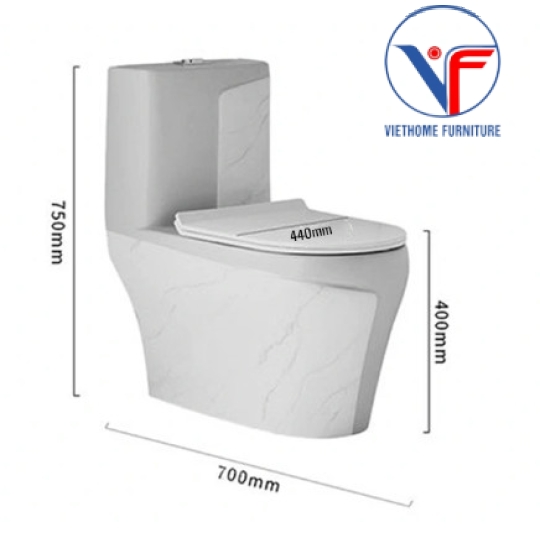 Bồn Cầu Khối Xám Trắng Họa Tiết Vân Đá