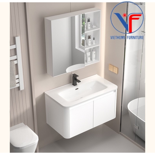 Tủ Lavabo Nhôm và Gương Cao Cấp Màu Trắng size 60cm