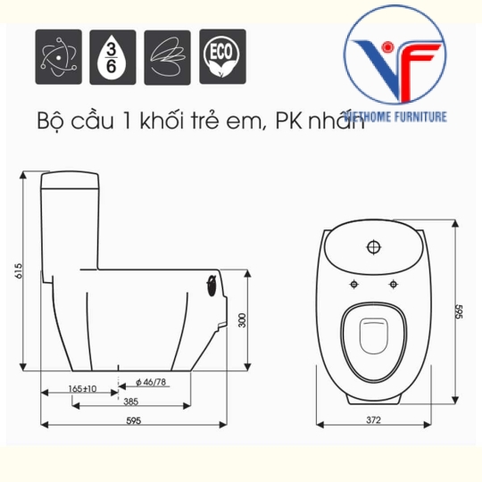 BỒN CẦU 1 KHỐI trẻ em hình heo trắng