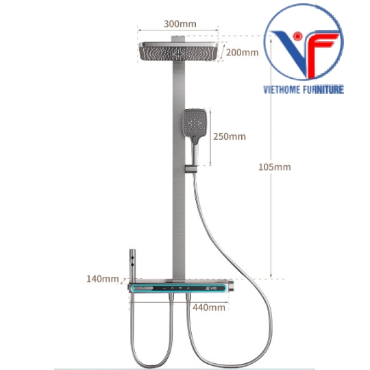 SEN TẮM ĐỨNG NÓNG LẠNH MẶT KÌNH HIỂN THỊ NHIỆT ĐỘ CÓ LED XX08