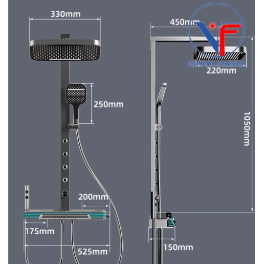SEN TẮM ĐỨNG NÓNG LẠNH MẶT KÌNH HIỂN THỊ NHIỆT ĐỘ CÓ LED XX09