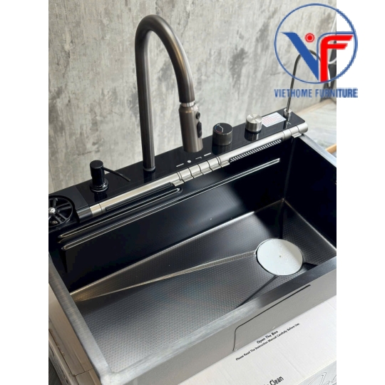 Chậu rửa chén 1 hố vòi thác 7 phím