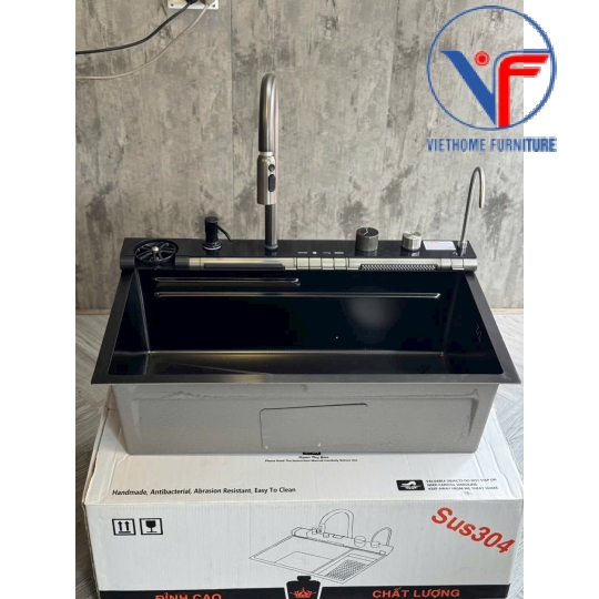 Chậu rửa chén 1 hố vòi thác 7 phím