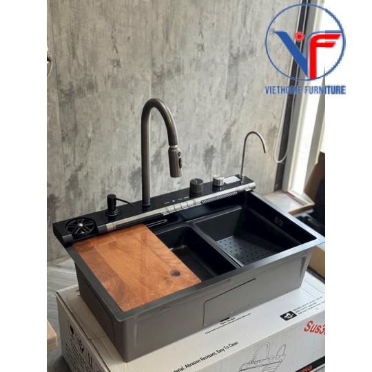 Chậu rửa chén 1 hố vòi thác 7 phím