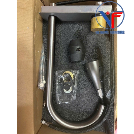 Chậu chén 1 hộc kích thước 78x46 nano đen có vòi dây rút