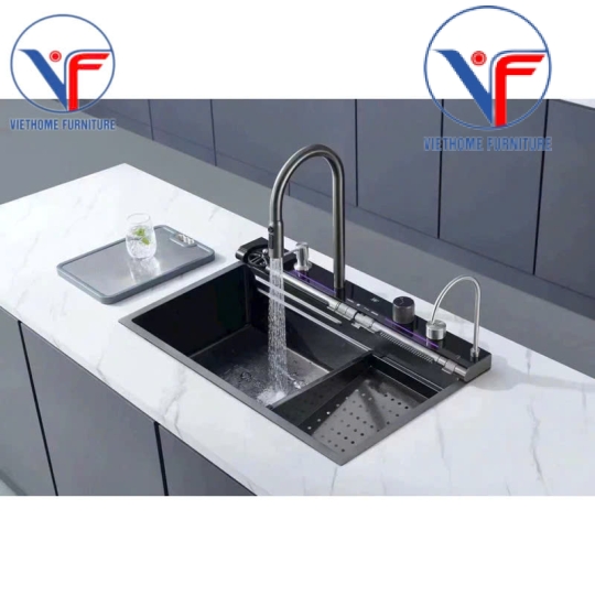 Chậu rửa chén 1 hố vòi thác 7 phím