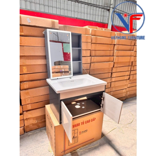 Bộ tủ lavabo + tủ gương size 70cm